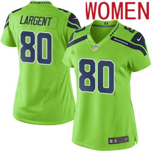Women Seattle Seahawks #80 Steve Largent Nike Neon Green Game NFL Jersey